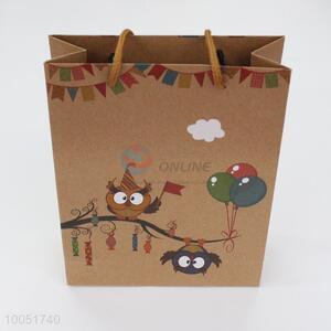 14.8*5.7*20CM cute owl pattern brown paper gift bag