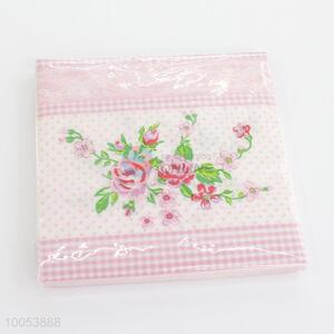 Hot Sale 16.5*16.5CM Disposable Eco-friendly Three-ply Paper Napkins with Colorful Flowers Printed Pattern