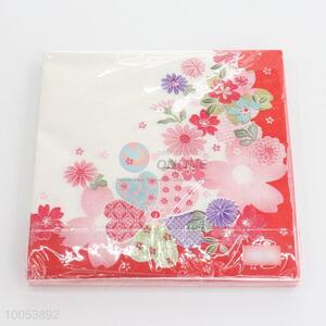 Household 16.5*16.5CM Disposable Eco-friendly Three-ply Paper Napkins with Colorful Flowers Printed Pattern