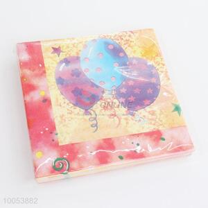 Kawaii 16.5*16.5CM Disposable Eco-friendly Three-ply Paper Napkins with Colorful Balloons Printed Pattern