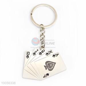 Hot Sell Poker Card Shape Key Ring Chain Silver Gift