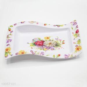 High quality 18*28cm square melamine floral plate