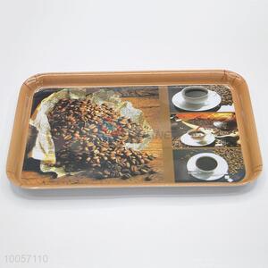 Durable 28*20cm square melamine salver with coffee printing