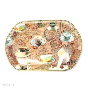 Wholesale printed coffee pattern oval shape PP tray