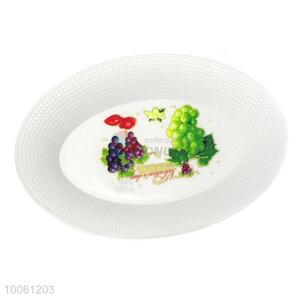 Factory direct White printed fruit pattern round tray fruitt plate