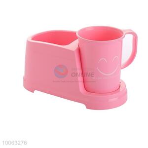 Bathroom toothbrush holder with cup