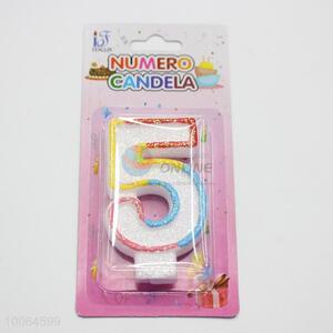 High quality colorful edge number candle/number 5 birthday candle