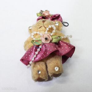Good quality 6cm <em>plush</em> princess bear keychain/bag hanger