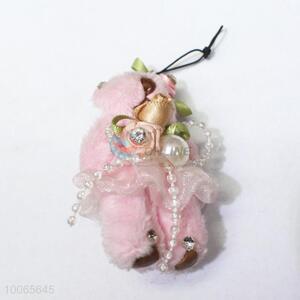 Pink <em>plush</em> princess bear keychain/bag hanger