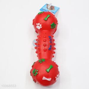 High Quality Eco-friendly Red Barbell, Squeaky Chewing Vinyl Pet Toy