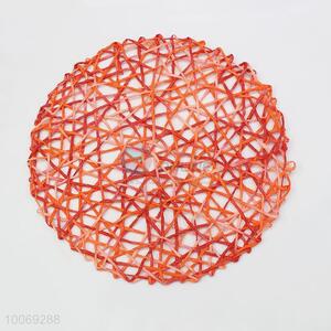 Round Shaped Orange Woven Paper Placemat