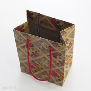 Flower pattern brown paper gift bag