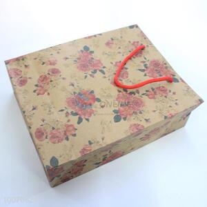 Flower pattern brown paper gift bag