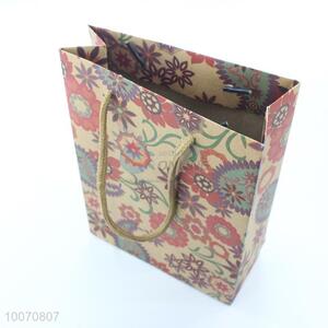 Colorful flower pattern kraft paper bag
