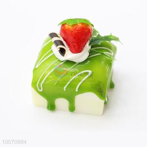 Green Square Cake with Strawberry Fridge Magnet