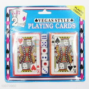 High Quality 2 Sets Poker Playing Card Set with 6 Pieces Dices