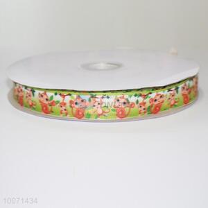 Monkey pattern 100% polyester grosgrain ribbon