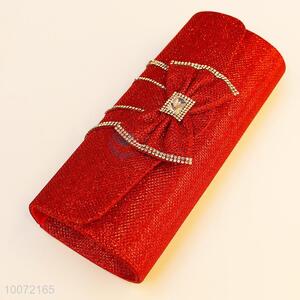 Crystal red evening bag lady party bag with bow