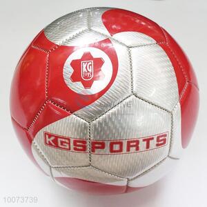 Cool design silver-red NO.5 machine stitched PU football