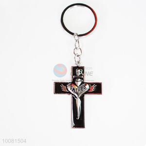 Black Cross Zine Alloy Metal Key Chain/Key Ring