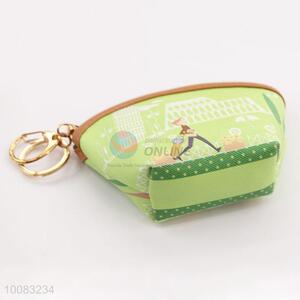 Green PU leather scallop mini purse coin purse for girl