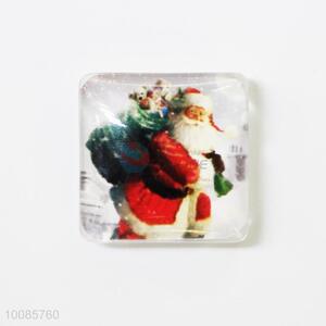 Father Christmas Square Crystal Glass Fridge Magnet