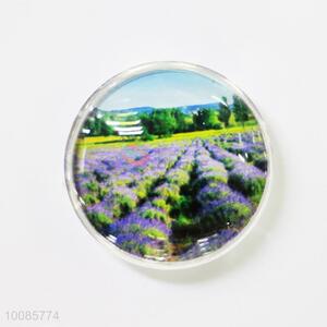 Lavender Round Crystal Glass Fridge Magnet