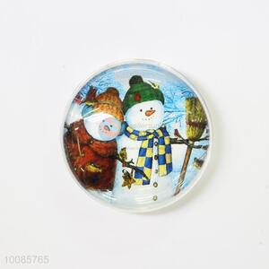 Snowman Round Crystal Glass Fridge Magnet