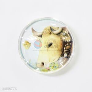 Cow Round Crystal Glass Fridge Magnet