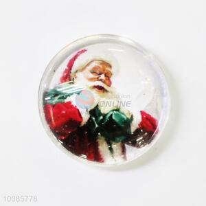 Father Christmas Round Crystal Glass Fridge Magnet