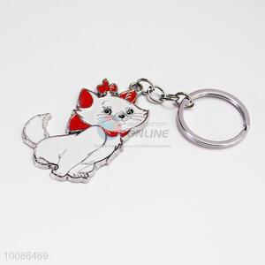 White Cat Zine Alloy Metal Key Chain/Key Ring