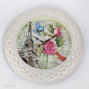 European style round white plastic wall clock