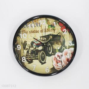 Black edge round plastic wall clock