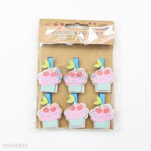 Cute cartoon cake shape wooden clip set paper decorative clip