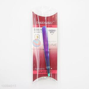 High Quality Purple Stainless Steel Eyebrow Tweezers, Make Up Tweezers