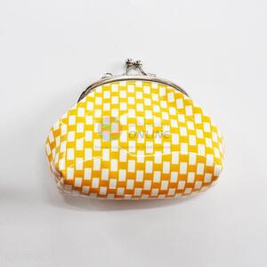 Yellow Check Pattern Coin Holder,Coin Pouch,Coin Purse