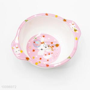 Pink Cartoon Rabbit Bowl Tableware Dish with Handle