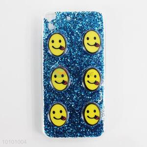 Blue glitter funny face phone shell/phone case with soft edge