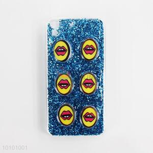 Blue lips pattern glitter phone shell/phone case with soft edge