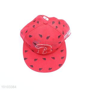 Printed peak hip hop red snapback cap