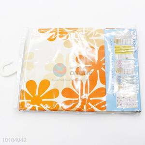 Orange Flower Pattern WaterProof Bathroom Shower Curtains with Hooks