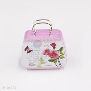 Flower pattern tin suitcase/mini tin box with handle/gift box