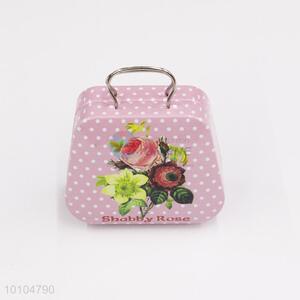 Pink dot tin suitcase/mini tin box with handle/gift box