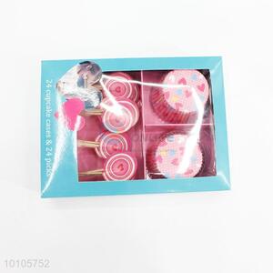 Lovely paper cupcake case with picks for valentine's day