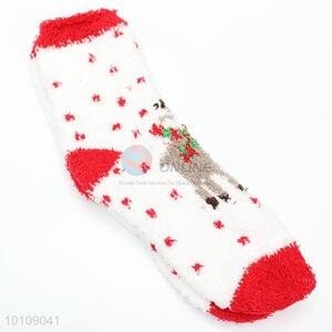 Fuzzy red customized warm socks