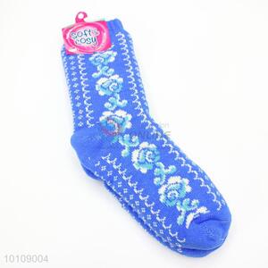 Customized blue velvet warm socks