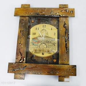 China Factory Decorative Vintage Rectangle Wood Wall Clock