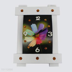 New Arrival Antique Wooden Wall Decorative Clock with Flower Pattern