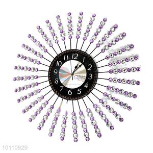 Wholesale Cheap Round Crystal Iron Wall Clock for Home Decoration