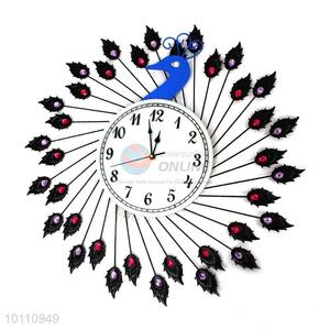 Latest Arrived Peafowl Shaped Creative Home Decorative Iron Large Wall Clock